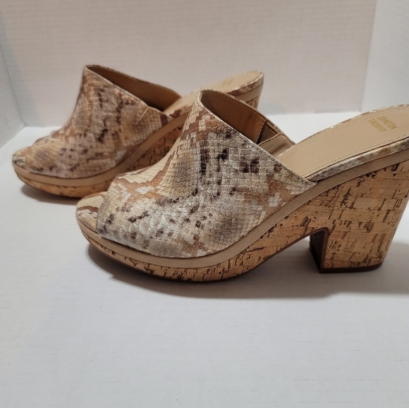 Johnston & Murphy Snake Print Notch Wedge 10 Slip On Open Toe - Picture 6 of 9